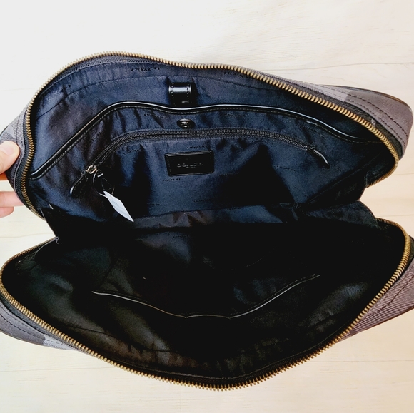 Coach Metropolitan Slim Brief Wild Beast New Black Gray Charcoal - Picture 4 of 16